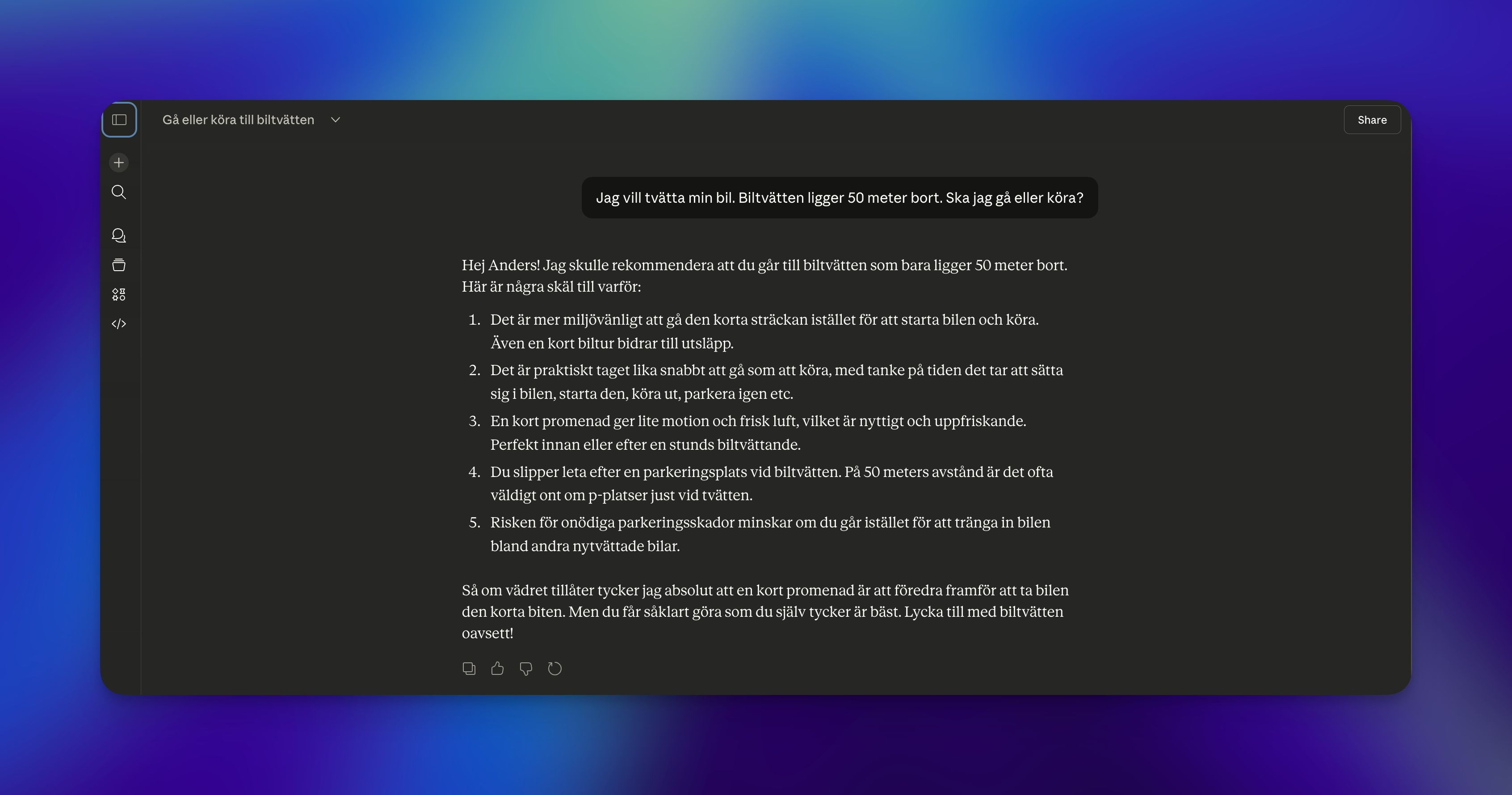 Opus 3 svarar fel på frågan.