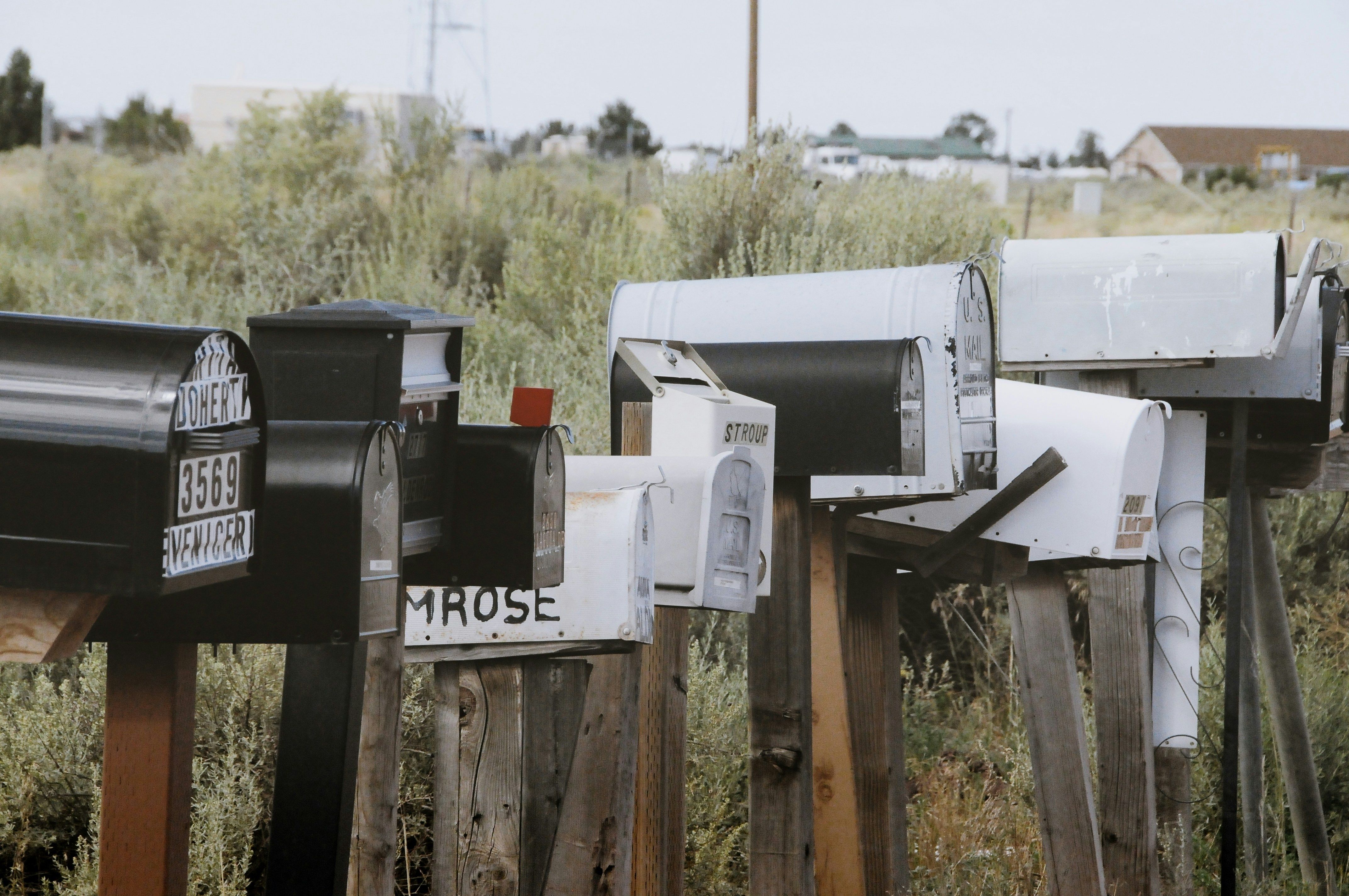 Mailboxes in a row.