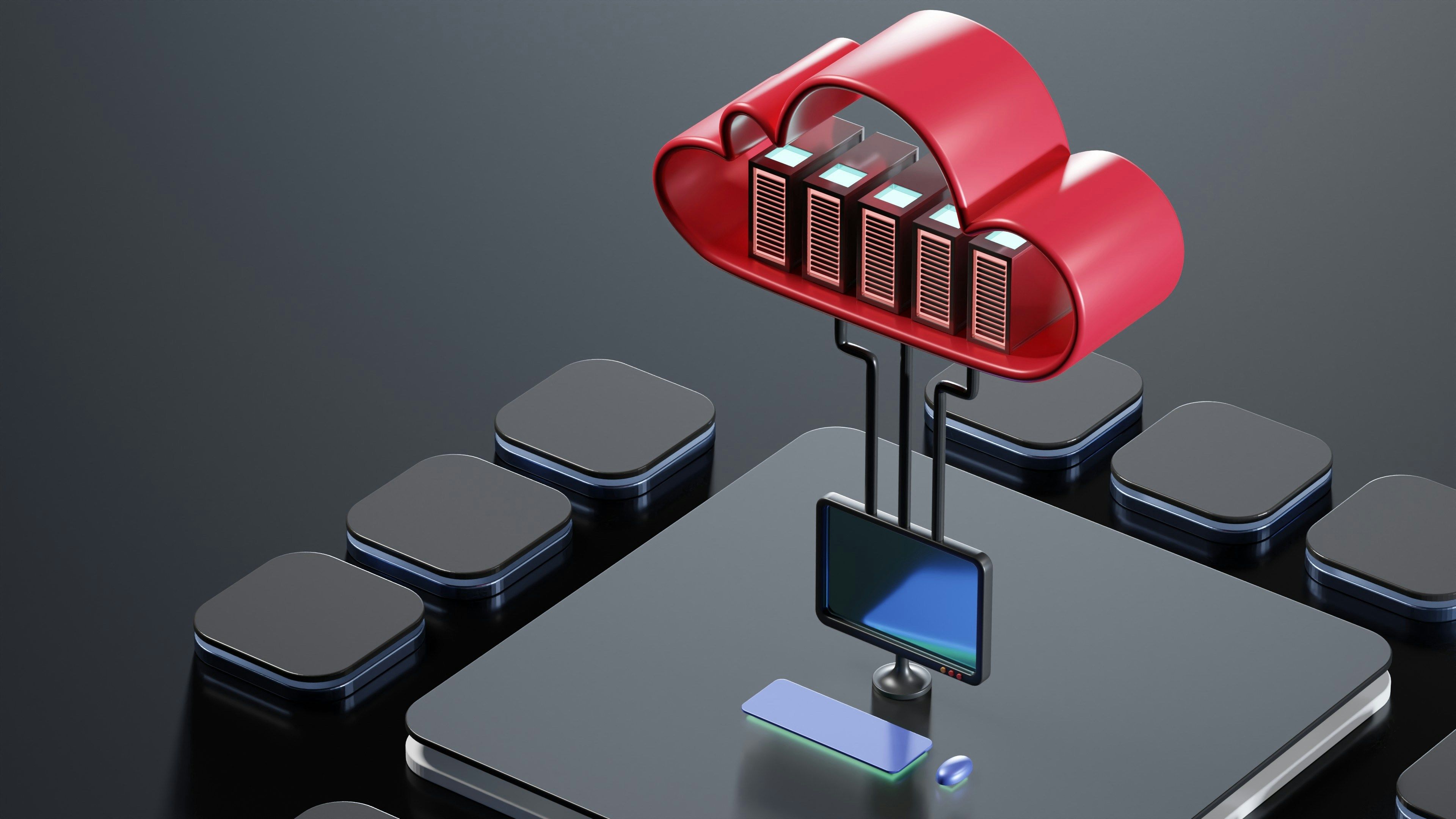 An illustration of a cloud with a couple of servers inside.