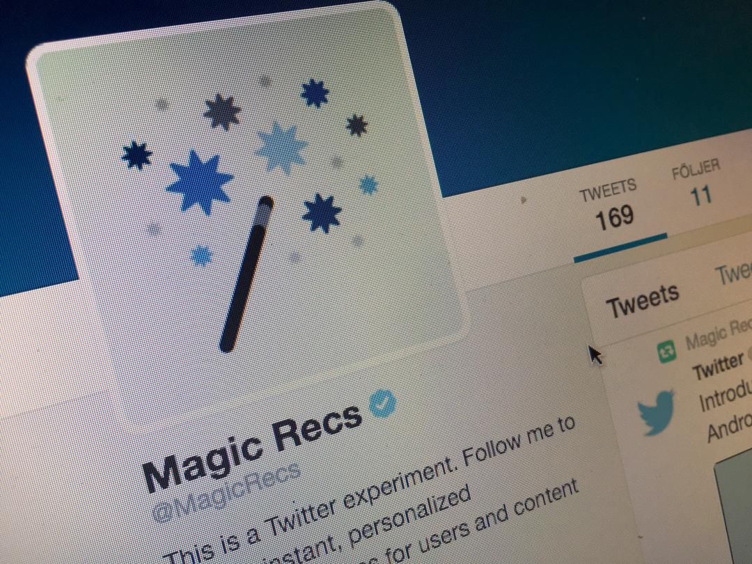 Skärmdump från Twitterkontot @magicrecs.