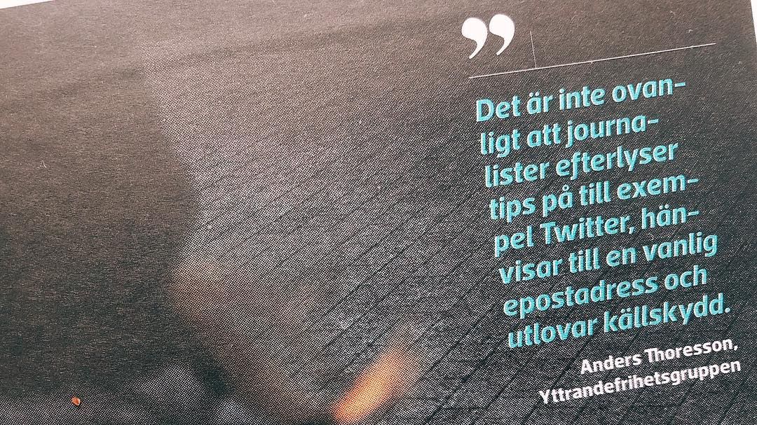 Faksimil ur Journalisten där jag är intervjuad.